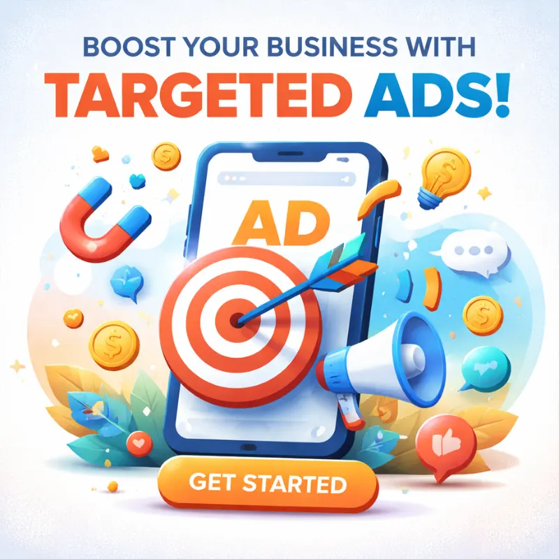 Digital Marketing Pros of Casselberry Image 6 An image for Digital Marketing Pros of Casselberry, incorporating symbols referring to targeted Ad campaigns for their business, using colors from the last few images we just did, light & dark blue, and gold.